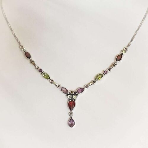 Collier in Argento-Rubini-Ametista-Olivina