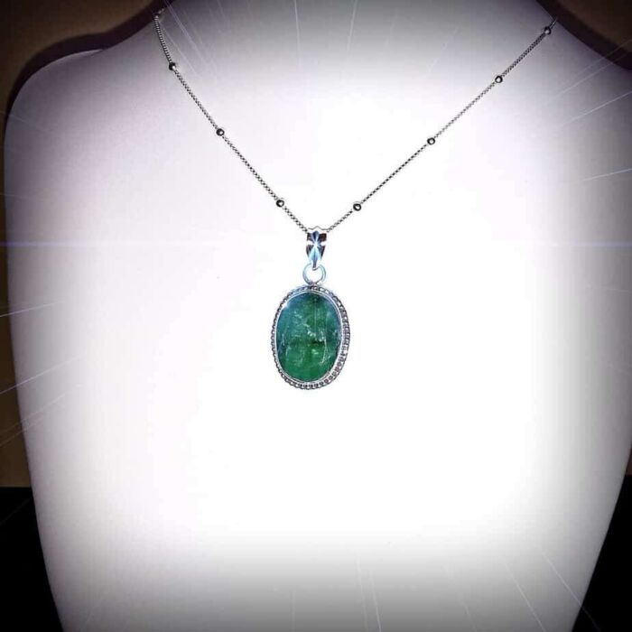 Ciondolo in Argento con MALACHITE Completo di Collana in Argento 925