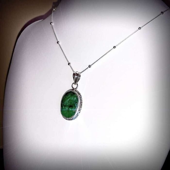 Ciondolo in Argento con MALACHITE Completo di Collana in Argento 925