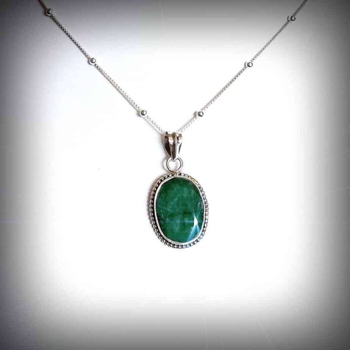 Ciondolo in Argento con MALACHITE Completo di Collana in Argento 925
