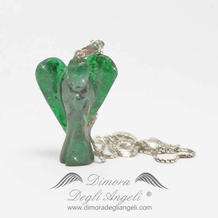 Ciondolo Angelo in Avventurina Verde con Collana Argento 560