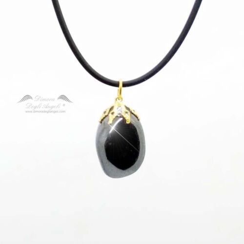 Ciondolo di Ematite con Collana in Caucciù Argento 624