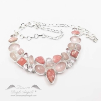 Collana Al Quarzo Rosa A Forma Di Cuore | Catena In Argento 925 - Foto 8