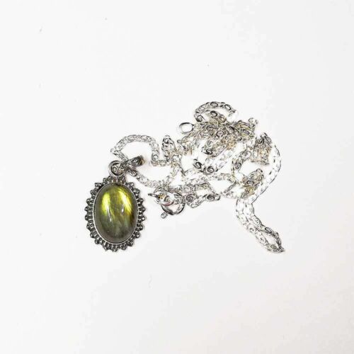 Ciondolo LABRADORITE CAPOCHON Collana Argento 925 Compresa nel Prezzo