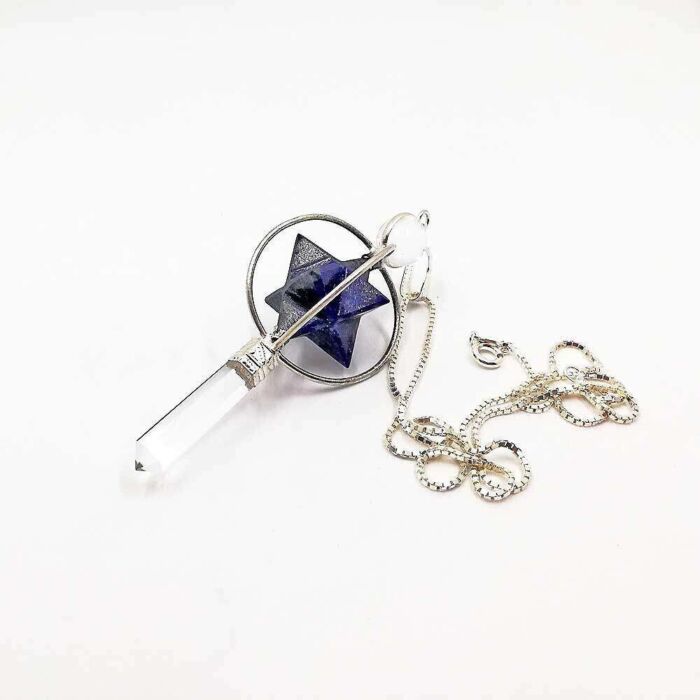 Ciondolo Merkaba Lapislazzuli Quarzo Ialino Collana Argento 837