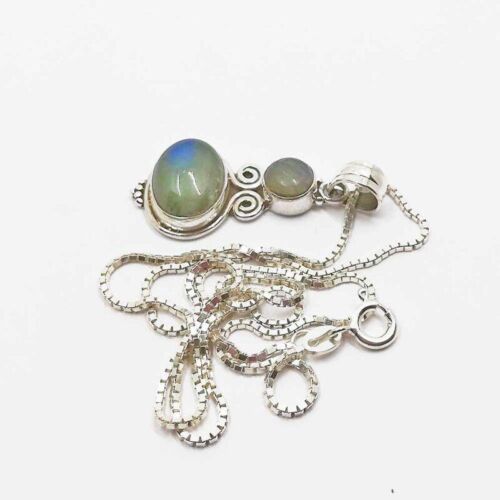 CIONDOLO CON LABRADORITE cod.985 COLLANA IN ARGENTO 925 COMPRESA NEL PREZZO