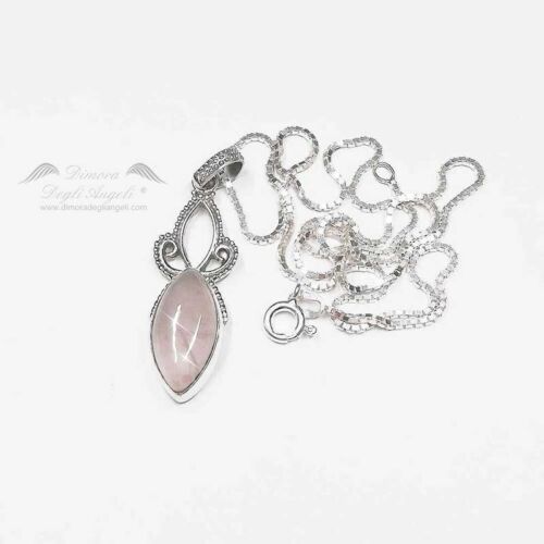 Ciondolo in Quarzo Rosa su Argento 925 con Collana 941