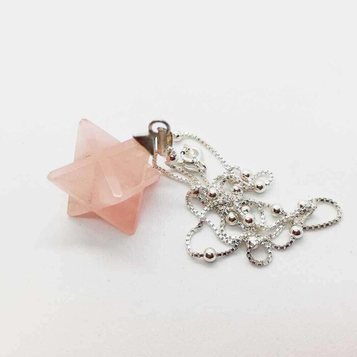 Ciondolo Stella Merkaba Quarzo Rosa cod.1054 con Collana Argento