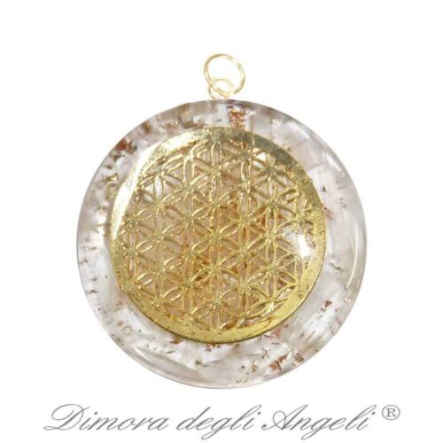 Ciondolo in Orgonite Fiore della Vita Selenite 1596
