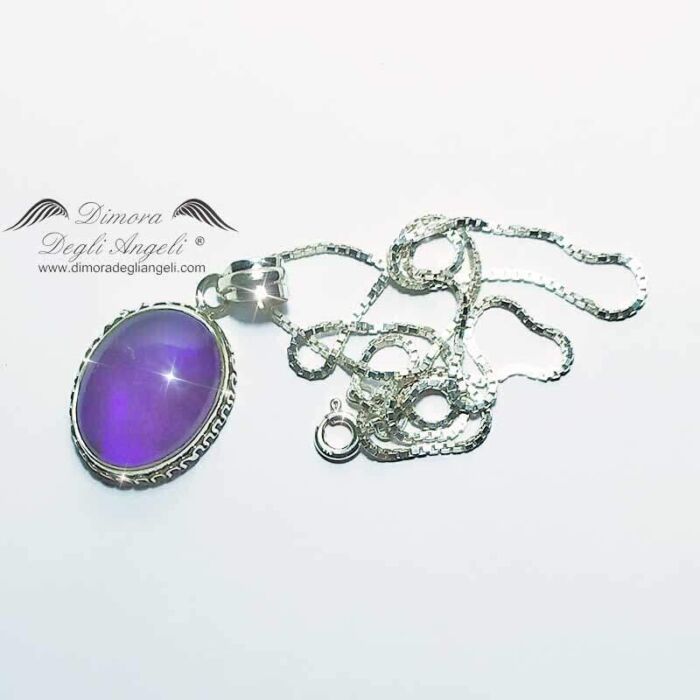 Ciondolo Ametista Cabochon in Argento con Collana 1617