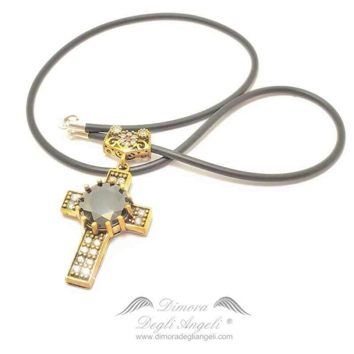 Ciondolo Unisex Croce con Spinello Nero 1763