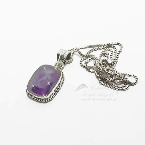 Ciondolo con Cabochon Ametista Argento Collana 2049