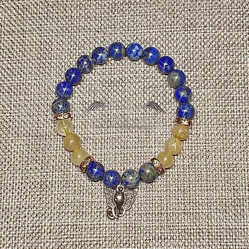 Braccialetto Lapis Lazuli Quarzo Rutilato Ganesh 2101