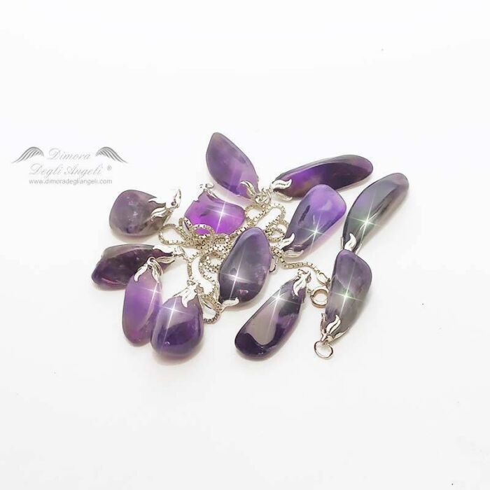 Ciondolo Ametista Nera Cristalloterapia Collana Argento 2133