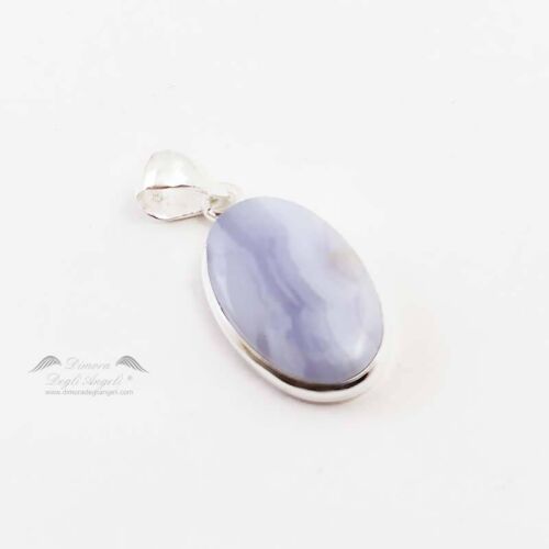 Blue Lace Agate Ciondolo in Argento 2287