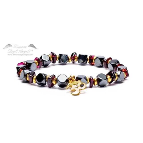 Bracciale Ematite Granato simbolo Ohm 2441