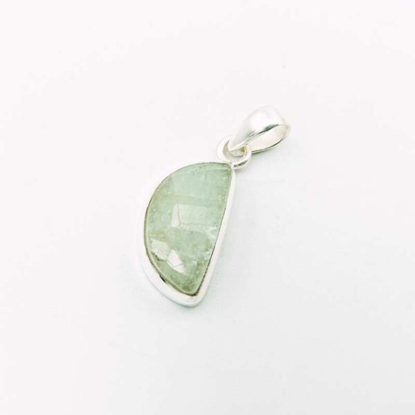 Ciondolo Mezzaluna In Argento 925 Con Apatite E Larimar, Pietre Naturali, Fatto A Mano, India