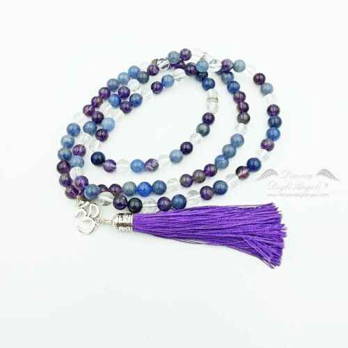 Mala Collana Ohm Ametista Avventurina blu Cristallo di Rocca 2598