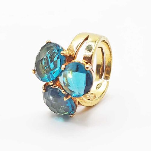 Anello Argento Oro Topazi Blue Regolabile 2798