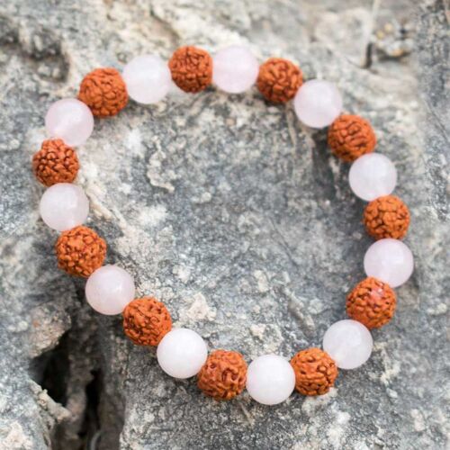 Braccialetto Rudraksha Quarzo Rosa 2807