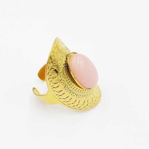 Anello Opale Rosa placcato Oro 2859