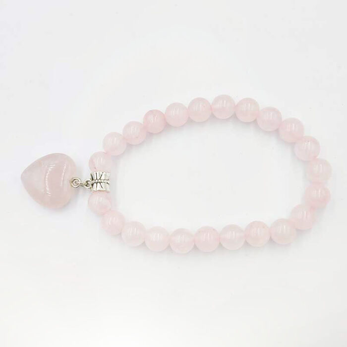 Bracciale Perline Quarzo Rosa Cuore 2904