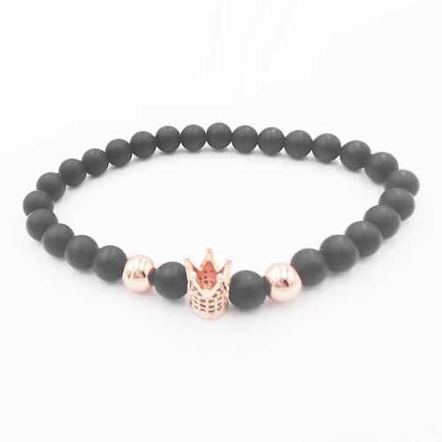 Bracciale Uomo Agata Nera Corona 2928