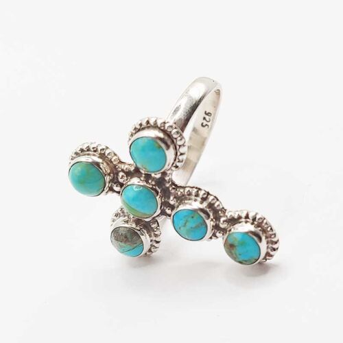 Anello con Croce Turchese Blu 2991