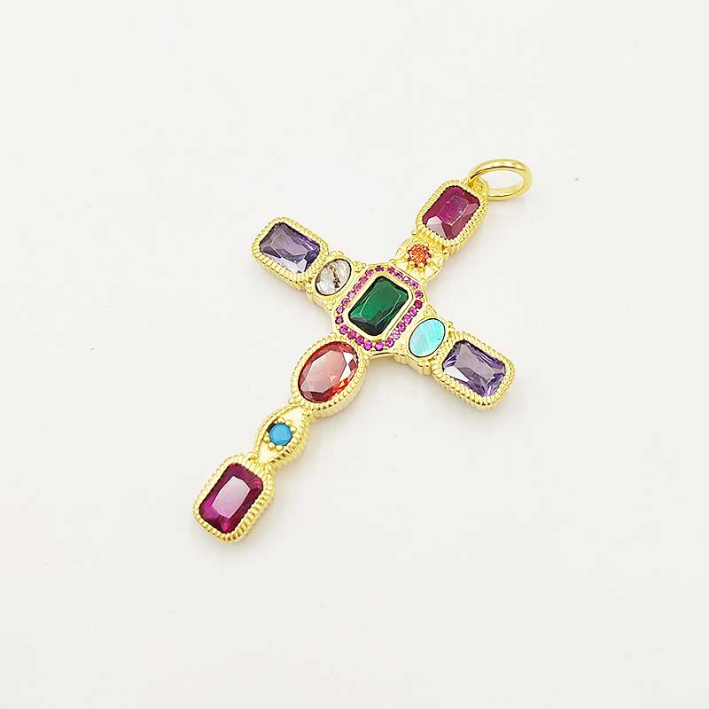 Ciondolo Uomo In Argento 925 Placcato Oro Giallo Con Zirconi 3,48 Ct - Online0369
